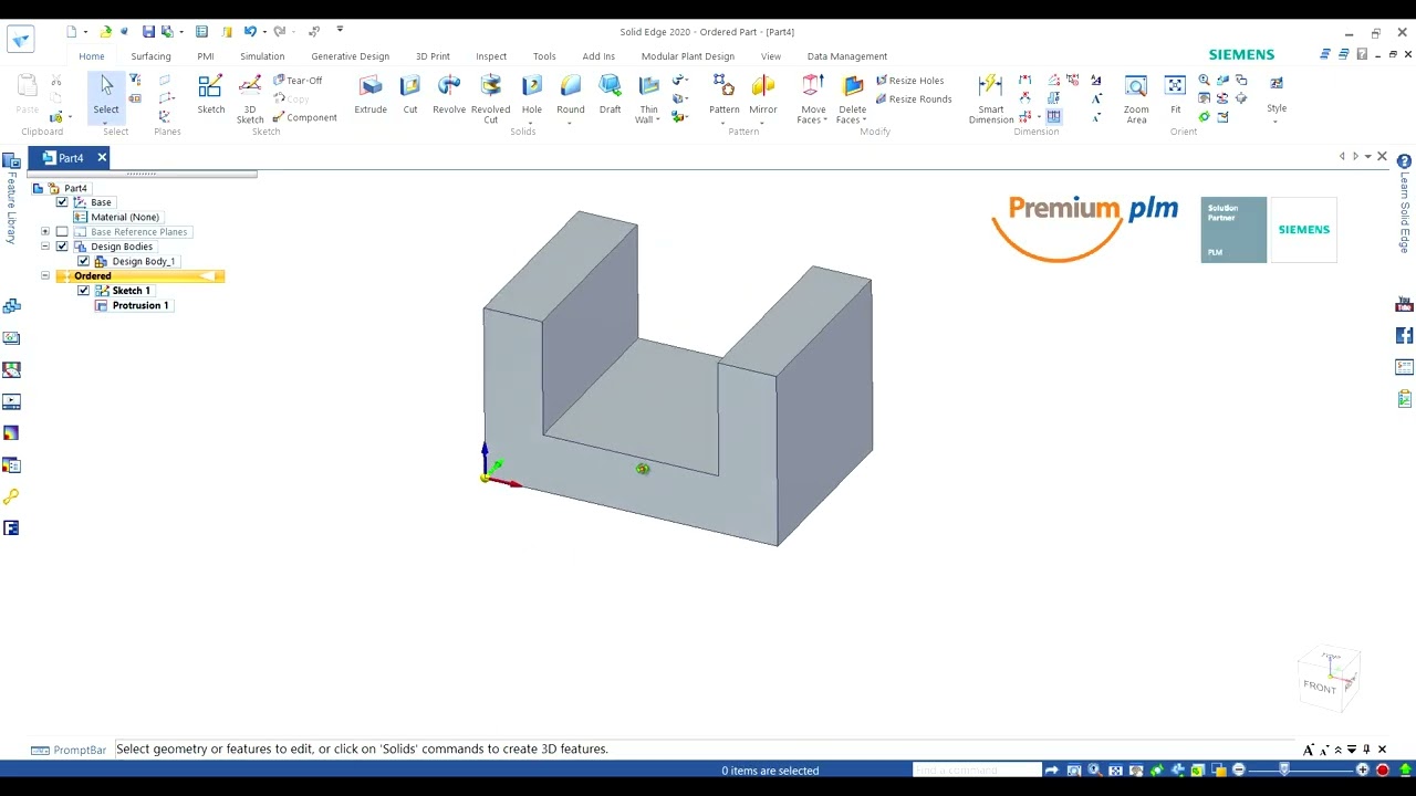 Solid Edge Fundamentals   08   Modeling synchronous and ordered features