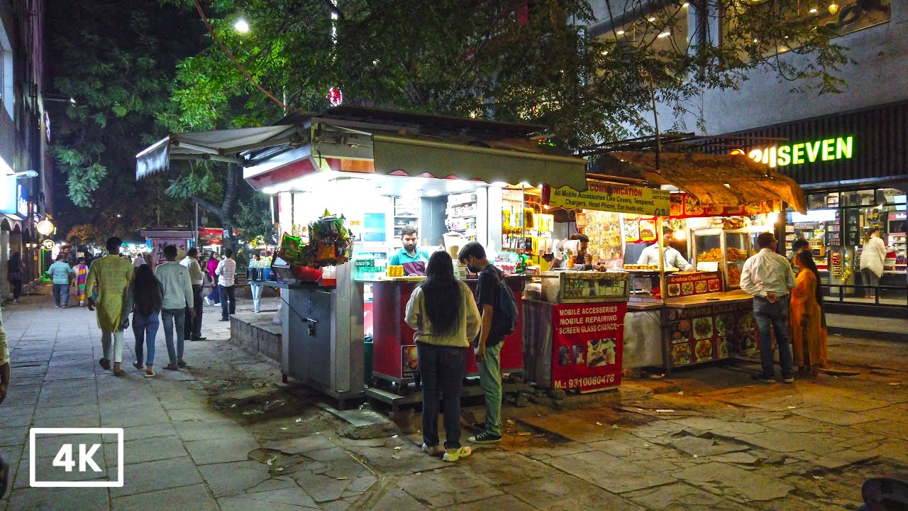 4K SOUTH DELHI NIGHT WALK TOUR | SAKET PVR MARKET | NEW DELHI, INDIA | WALKING IN INDIA