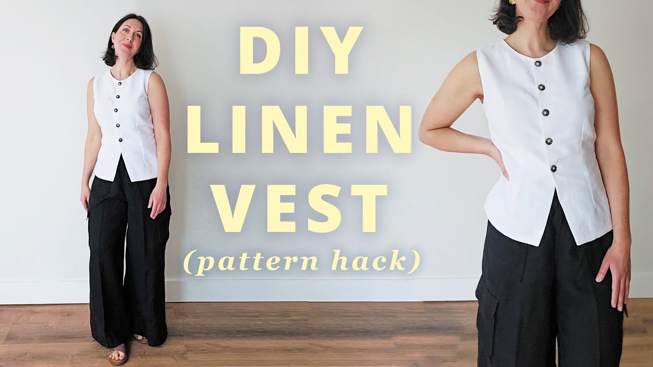 Linen Cutaway Vest for Spring | Pattern Scout Vivi Blouse Pattern Hack