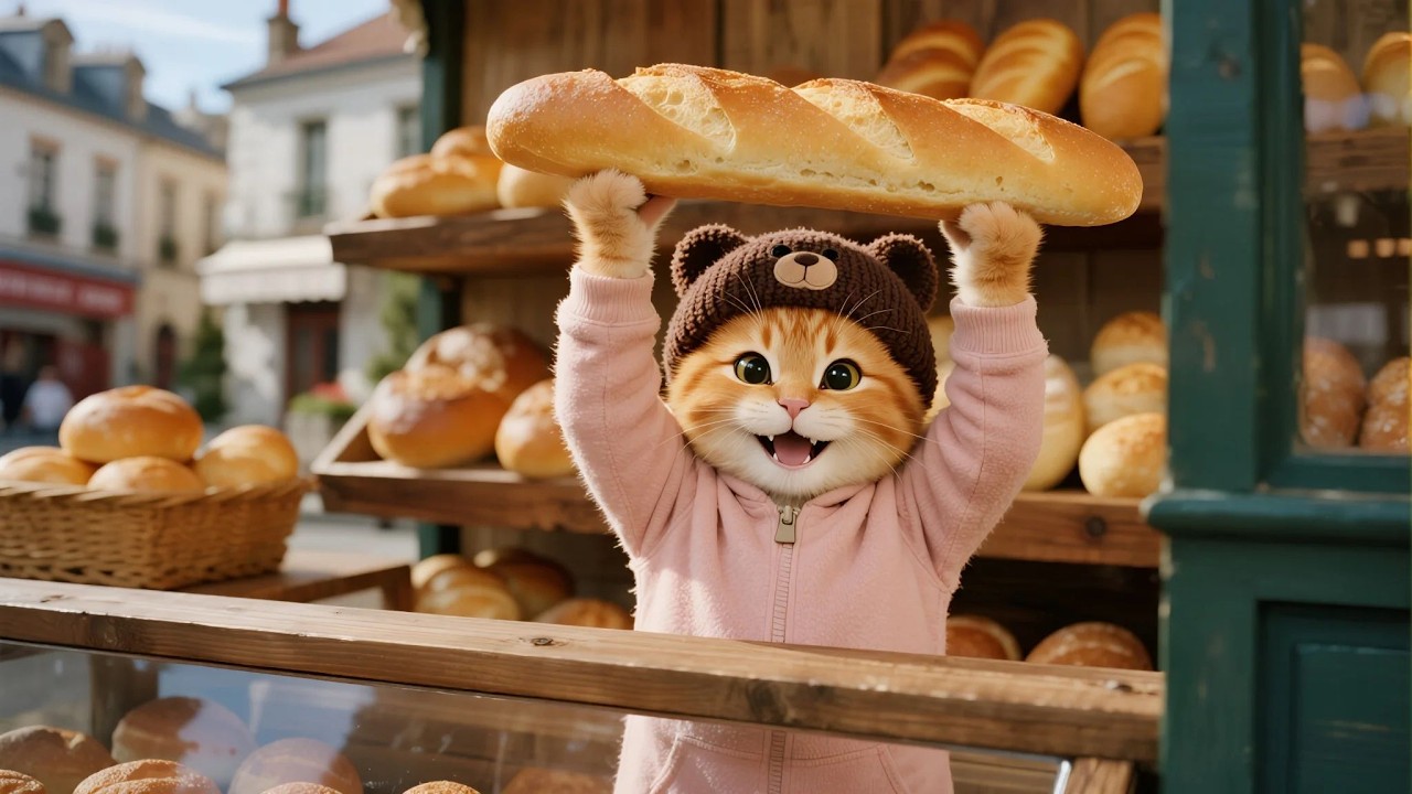 Mama cat and ginger kitten help out uncle black cat bread bakery!🥖Compilation