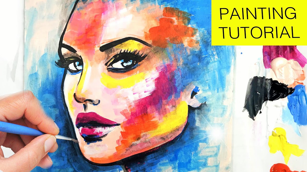 Acrylic Painting Tutorial Step by Step | Colorful Woman