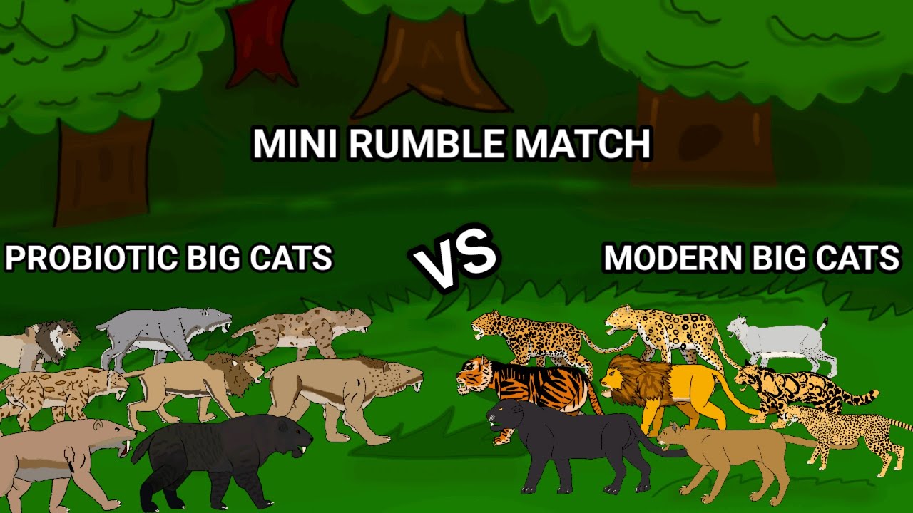 Mini rumble match big cats vs prehistoric big cats animation&mdash;all animation