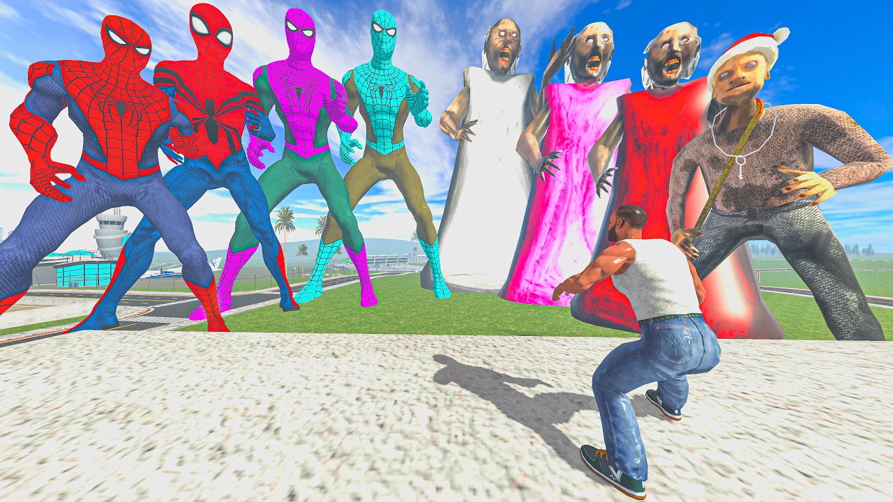Franklin Save His Spiderman Team From Granny Team - INDIAN BIKE DRIVING 3D