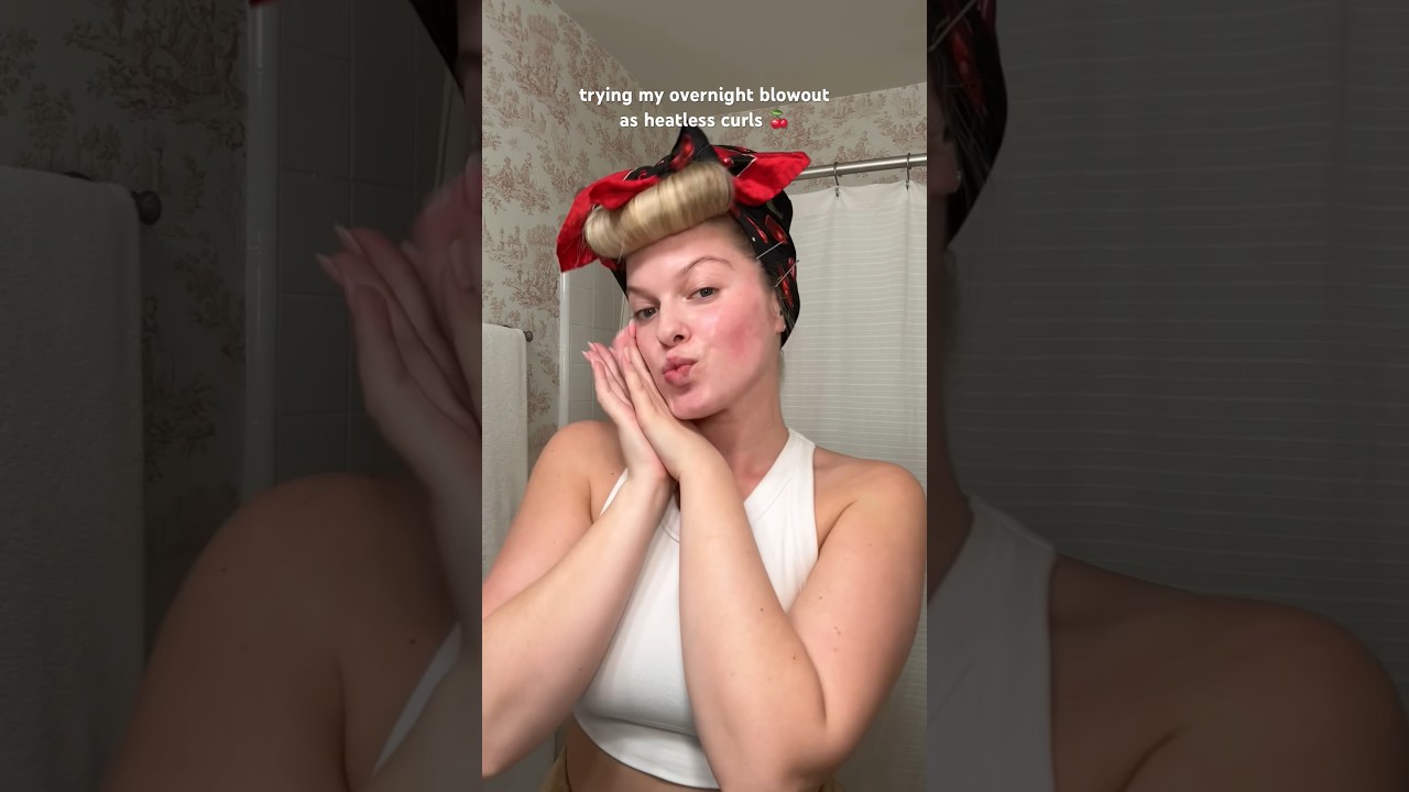 пробую укладку феном на ночь, чтобы получить кудри без нагревания 🍒 #легкаяприческа #причёскибезн...