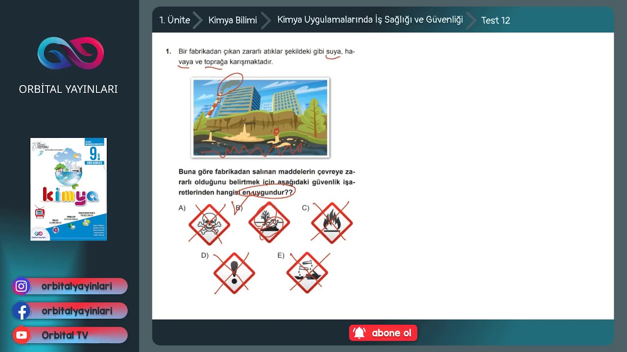9. Sınıf - Kimya Uygulamalarında İş Sağlığı ve Güvenliği Soru Çözümü - Test 12 (TYT Kimya) Ünite 1
