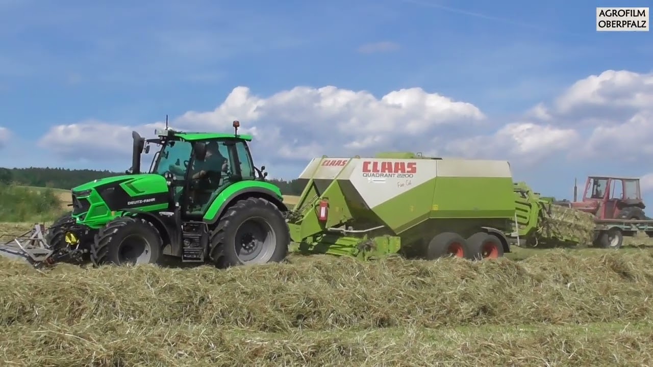 PRESSING - Heu pressen mit Claas Quadrant 2200 FC und Deutz 6165 TTV -  Landw. Dienstleist. Hauser