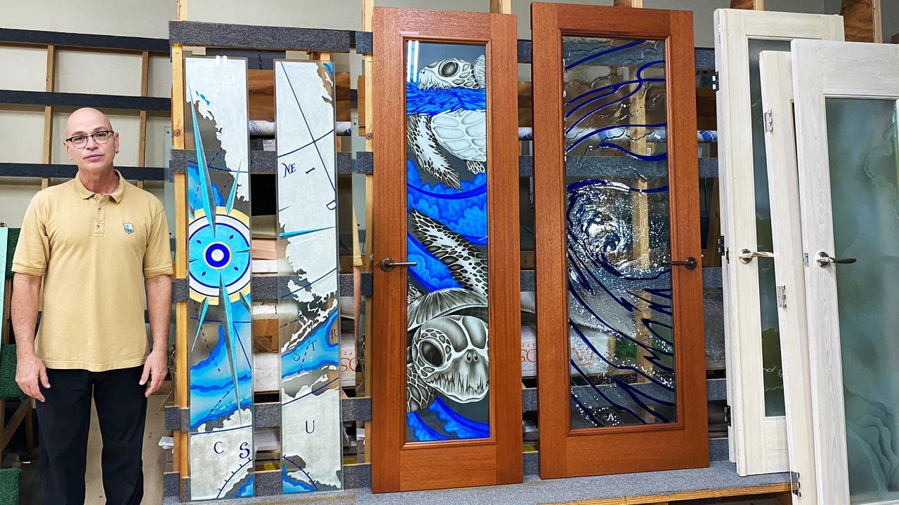 Custom Carving & Etching Glass Process for Luxury Yacht. Part 2 - Carved & Airbrushed Glass