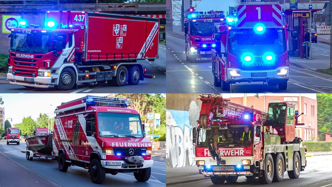 [KRAN, WLF, WASSERETTUNG] - Einsatzfahrten von Feuerwache 1 - BF Duisburg