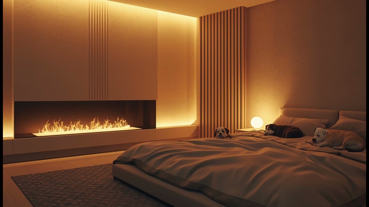 Fireplace & Cozy Night Ambience for Pets – All Night (8 Hours)