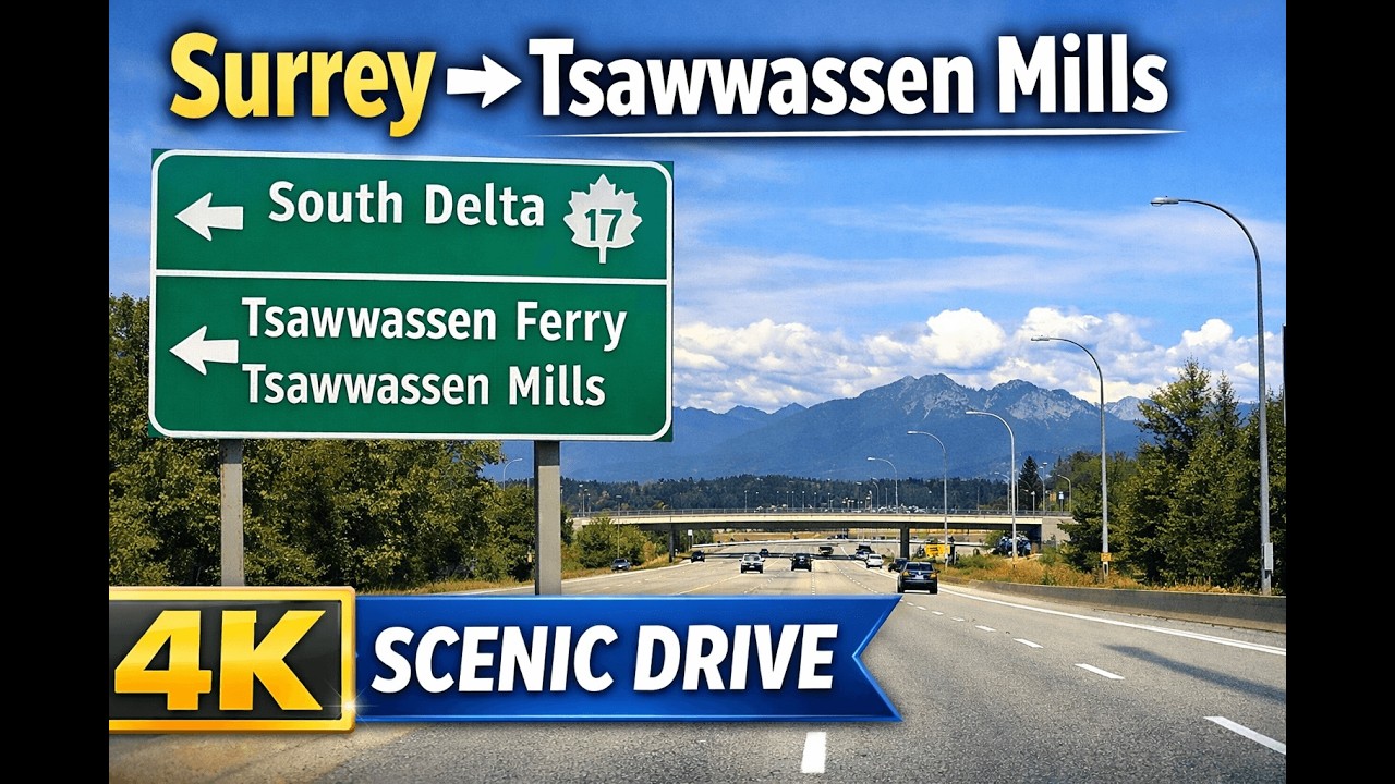 Surrey to Tsawwassen Mills (4K) | Scenic Drive via Hwy 17 | Calm & Relaxing Music