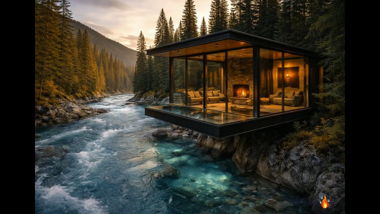 💤 Sleep Instantly: Gentle River Flow & Warm Fireplace | 70:30 Nature White Noise