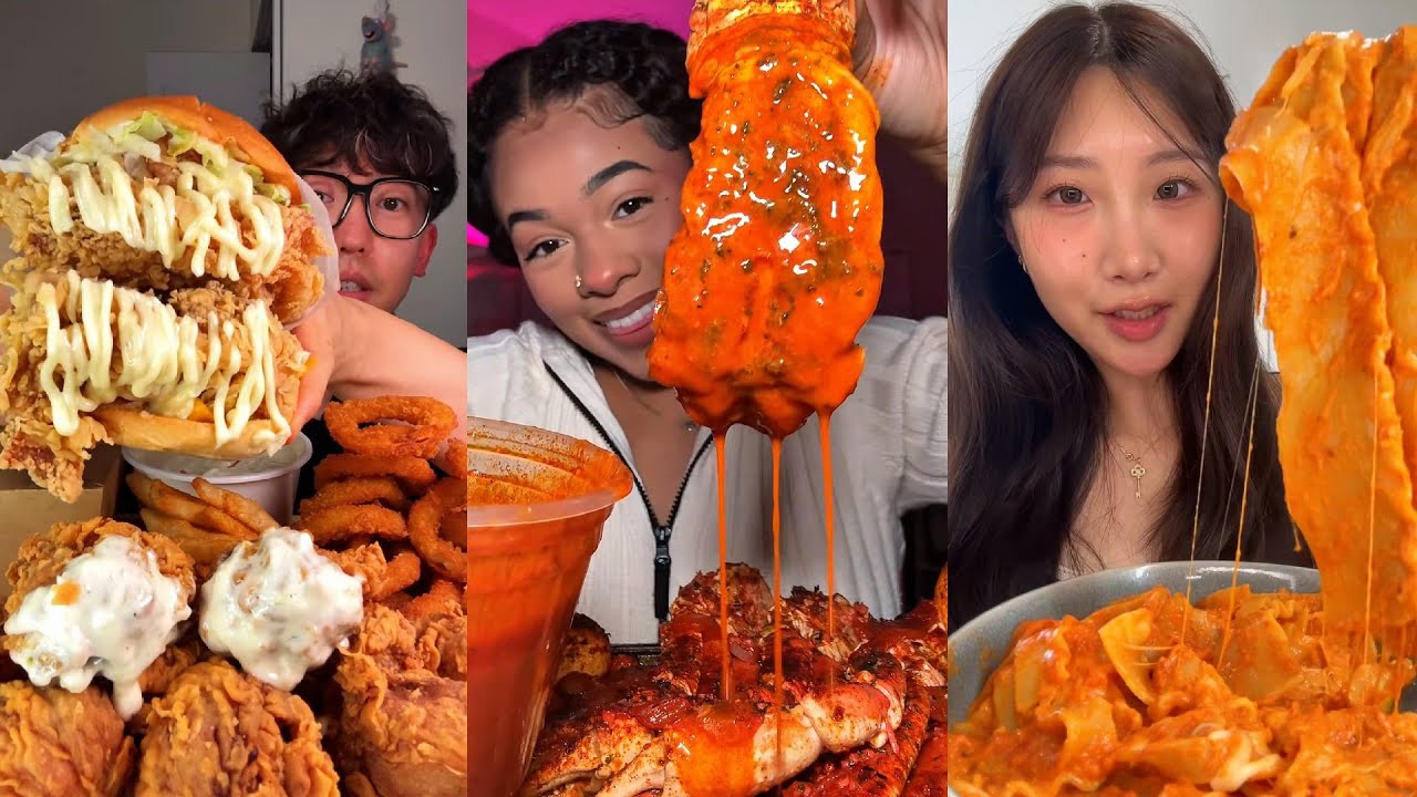 TIKTOK Mukbang Compilation | Popeyes, SeaFood Boil, Chipotle, McDonald's & More!