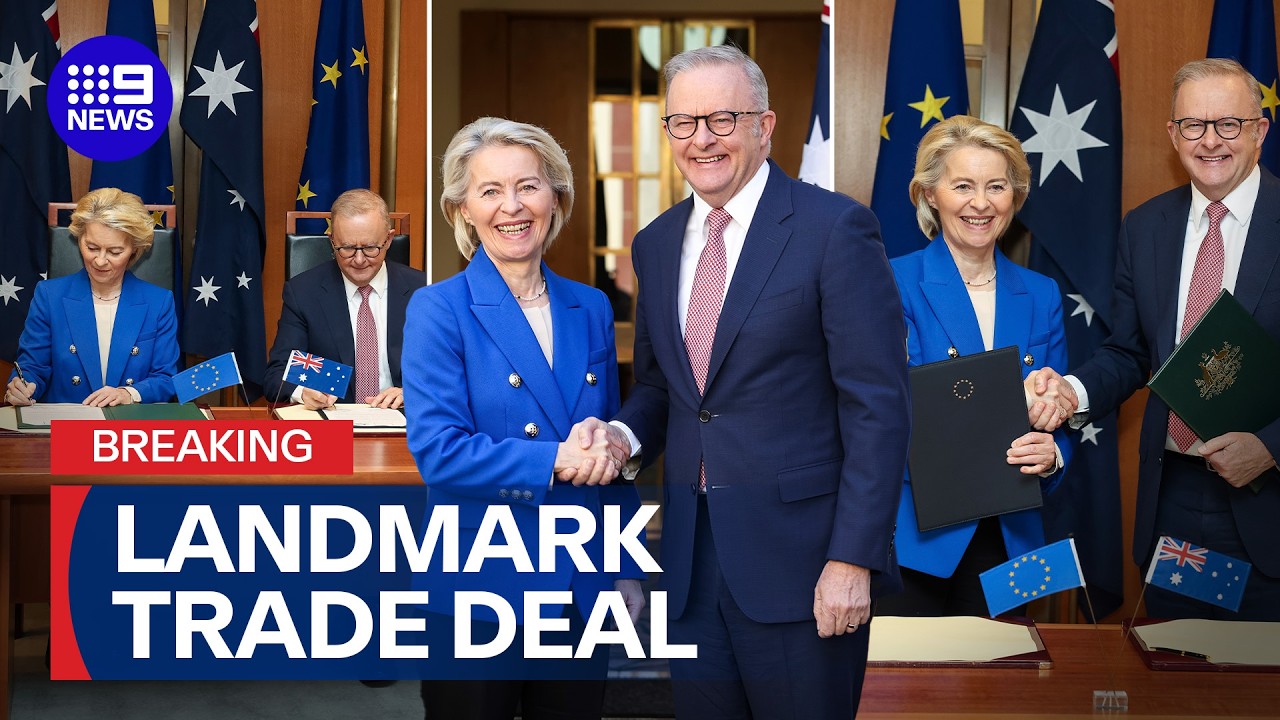 'Win, win': Australia and Europe strike long-awaited free-trade agreement | 9 News Australia