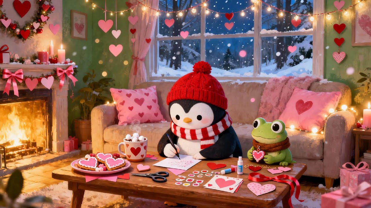 Sweet Valentine Lofi with Penguin 💖 Romantic Music for Love, Relaxation & Happy Vibes