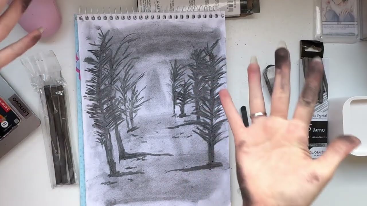 Desenhando com carvão pela PRIMEIRA VEZ… deu ruim? + Conversando com vocês!