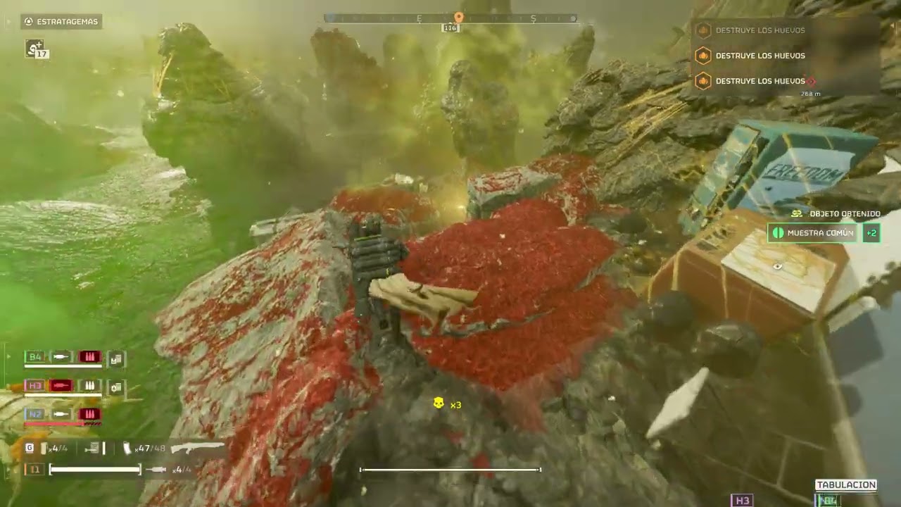 HELLDIVERS Batalla en Gatria recolectando combustible de los terminidos