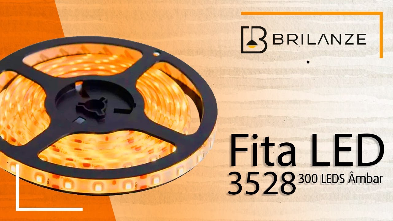 Fita LED Âmbar Laranja 3528 IP65 300 LEDS 12V Rolo 5m Dupla Face