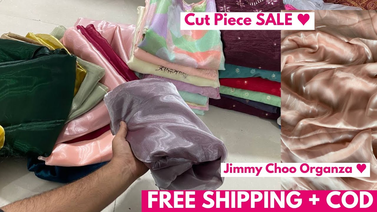 Most Premium Jimmy Choo. Organza Fabric Sarees  😍 कटपीस और सूट का लोट Cut Piece Market