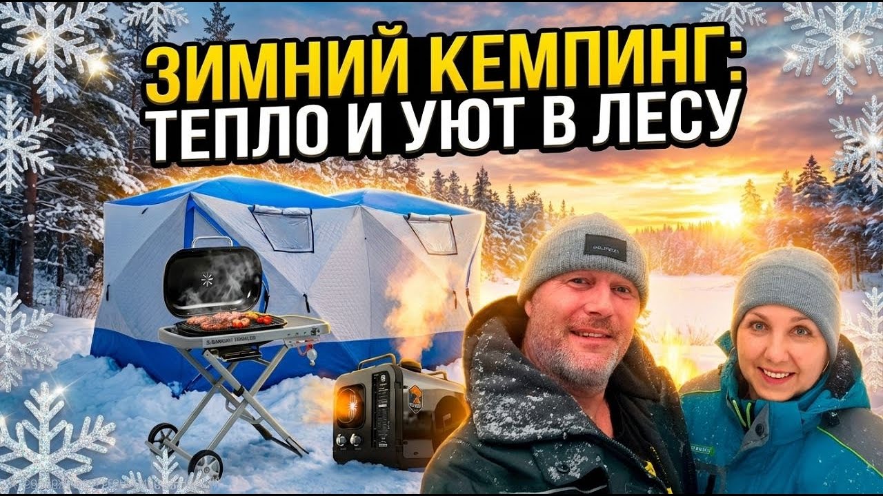 ЗИМНИЙ КЕМПИНГ. ТЕПЛО И УЮТ В ЛЕСУ. ЗНАКОМСТВО С ГРИЛЕМ  Sanigi Traveler 2.0