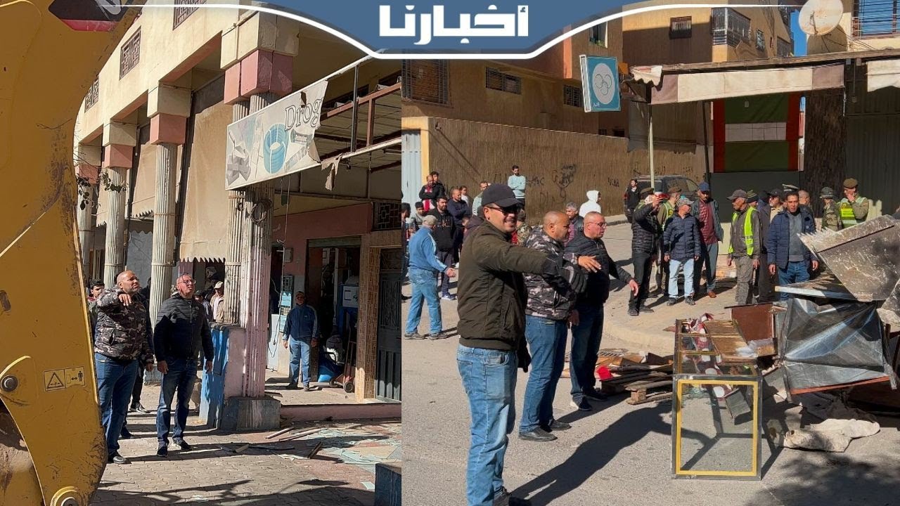 أقوى حملة لاخلاء الملك العمومي بسطات.. باشا المدينة يهدم عدد من واجهات المحلات التجارية والمطاعم