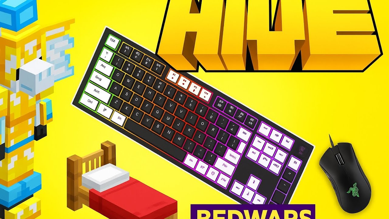 Minecraft Hive Bedwars on Mobile OTG With Keyboard & Mouse Sounds #1 (HANDCAM)