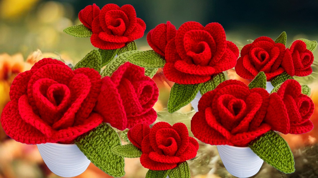 Como hacer las mas hermosas Rosas que ocultan Corazones lindos Fácil Tutorial Crochet Principiantes