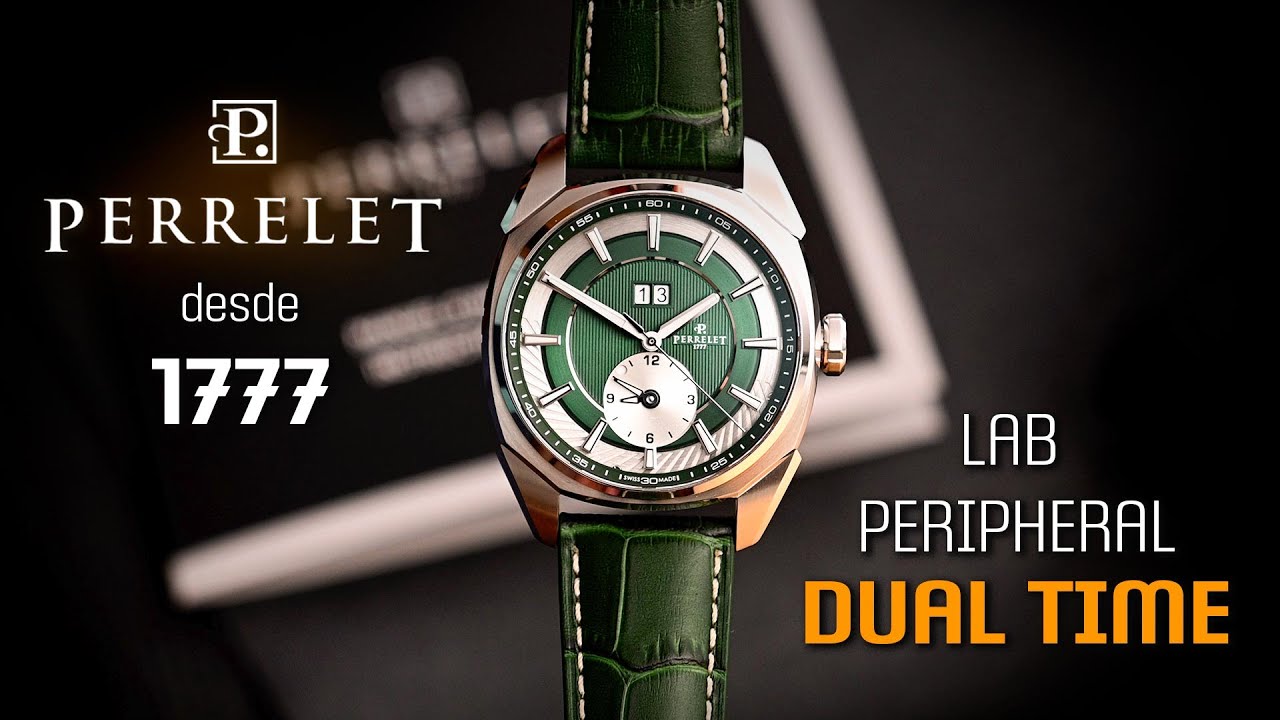 Reloj Automático Con el Rotor en la Esfera. Dual Time 12h. Gran fechador. Perrelet Lab Peripheral DT