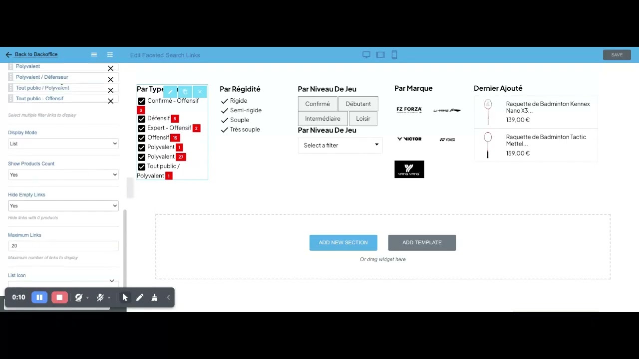 Create customizable filter links for faceted search to DDBUILDER : Drag & Drop Builder Prestashop 9
