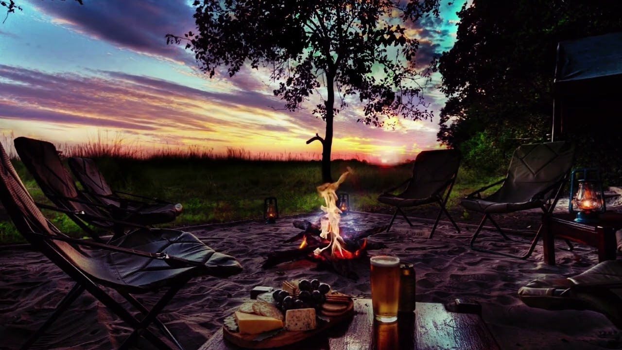 Relaxing Around the Evening Campfire with Food & Drinks | ASMR Ambience Relax Read Meditation Sleep