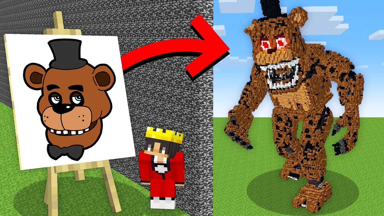 I Cheated With //DRAW In a FNAF Minecraft Build Challenge!