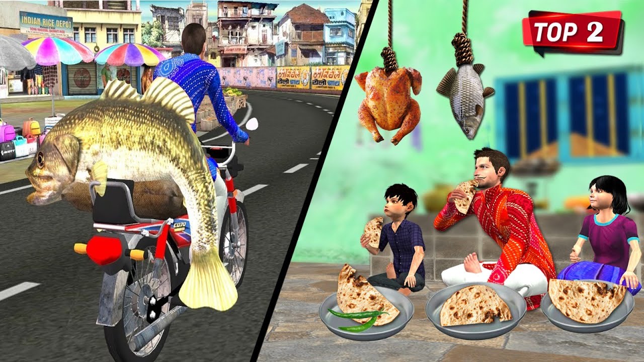Giant Fish Machili Wala Greedy Fish Curry Street Food Hindi Kahani Moral Stories Funny Comedy Video