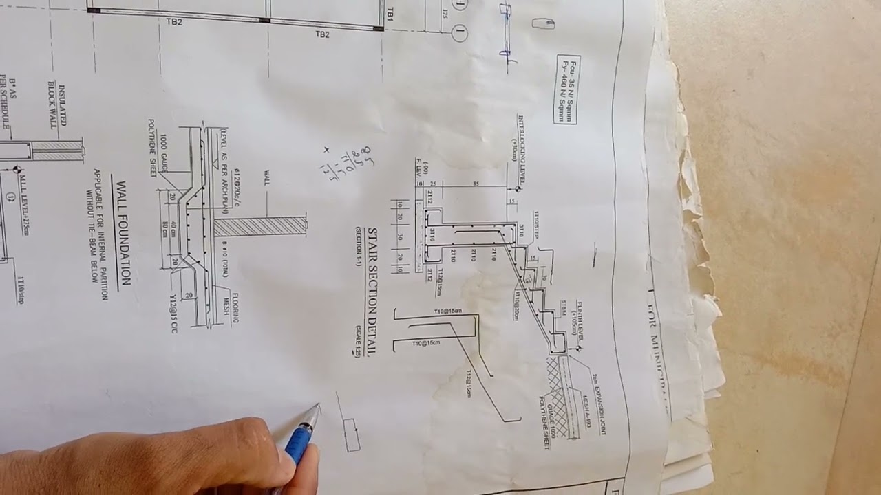 How to read Tie Beam drawing/Staircase drawing to plinth level/staircase Plinth level to mid level