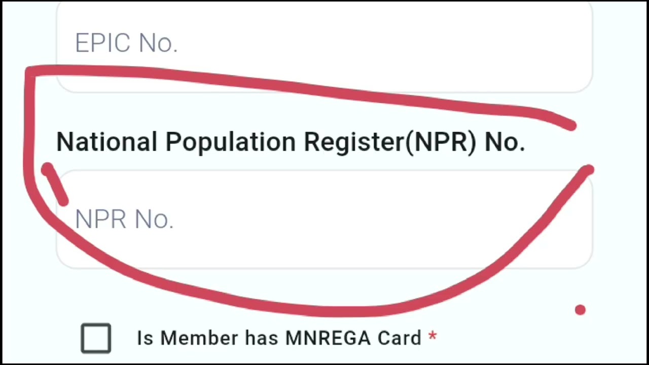 national population register(npr) no | national population register npr number kya hota hai