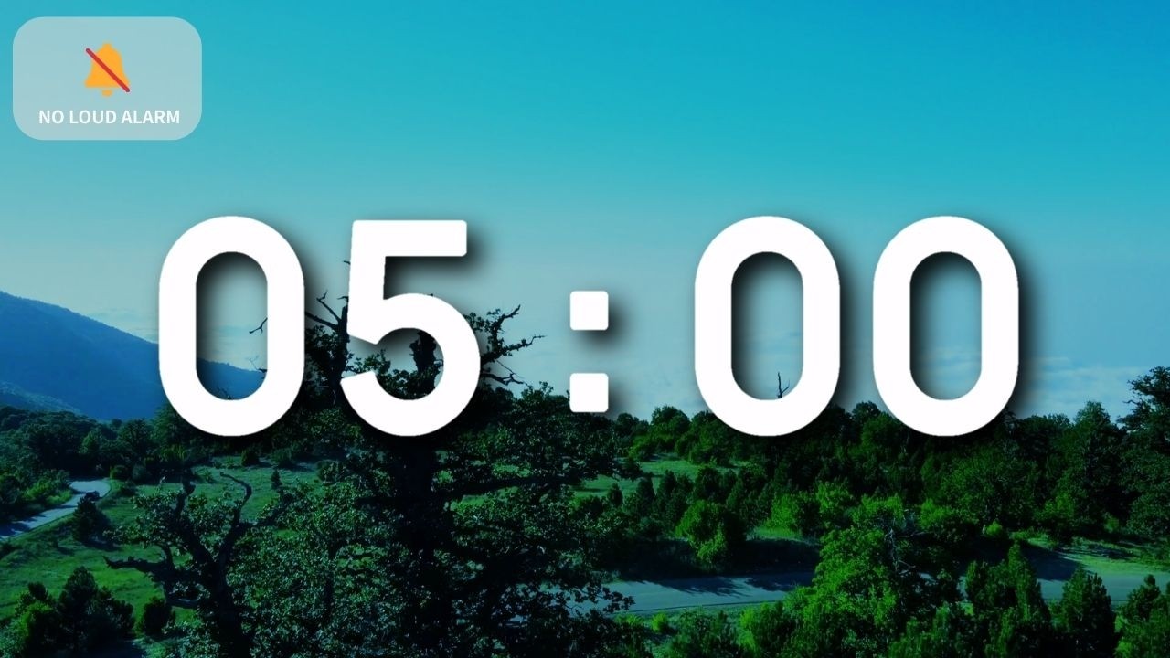 5 Minute Timer with Music for Classroom Relaxing with Calm Piano - Nature Scene | NO Loud Alarm