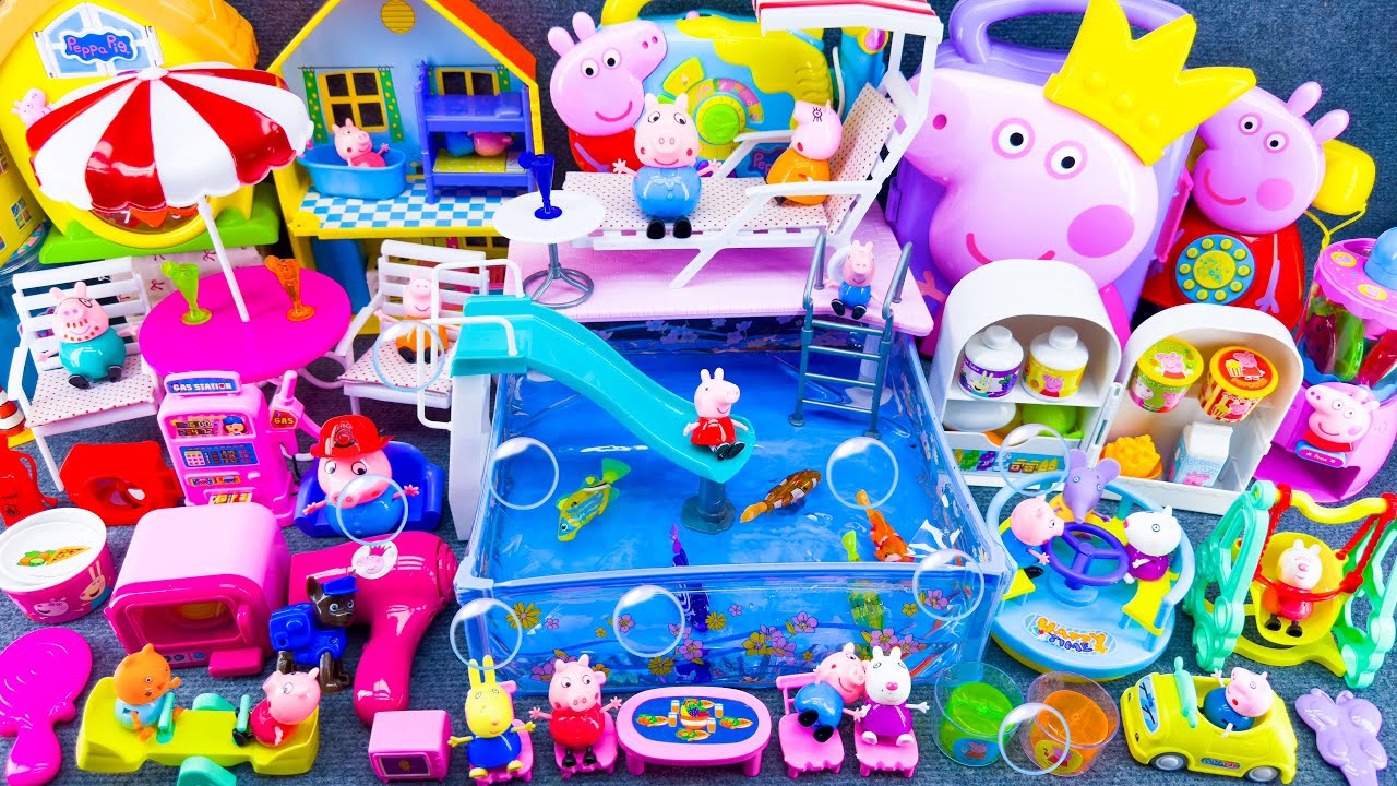 17 Minutes Satisfying With Unboxing Peppa Pig Pool Party Playset, Peppa Make Up Toys Set Review Toys
