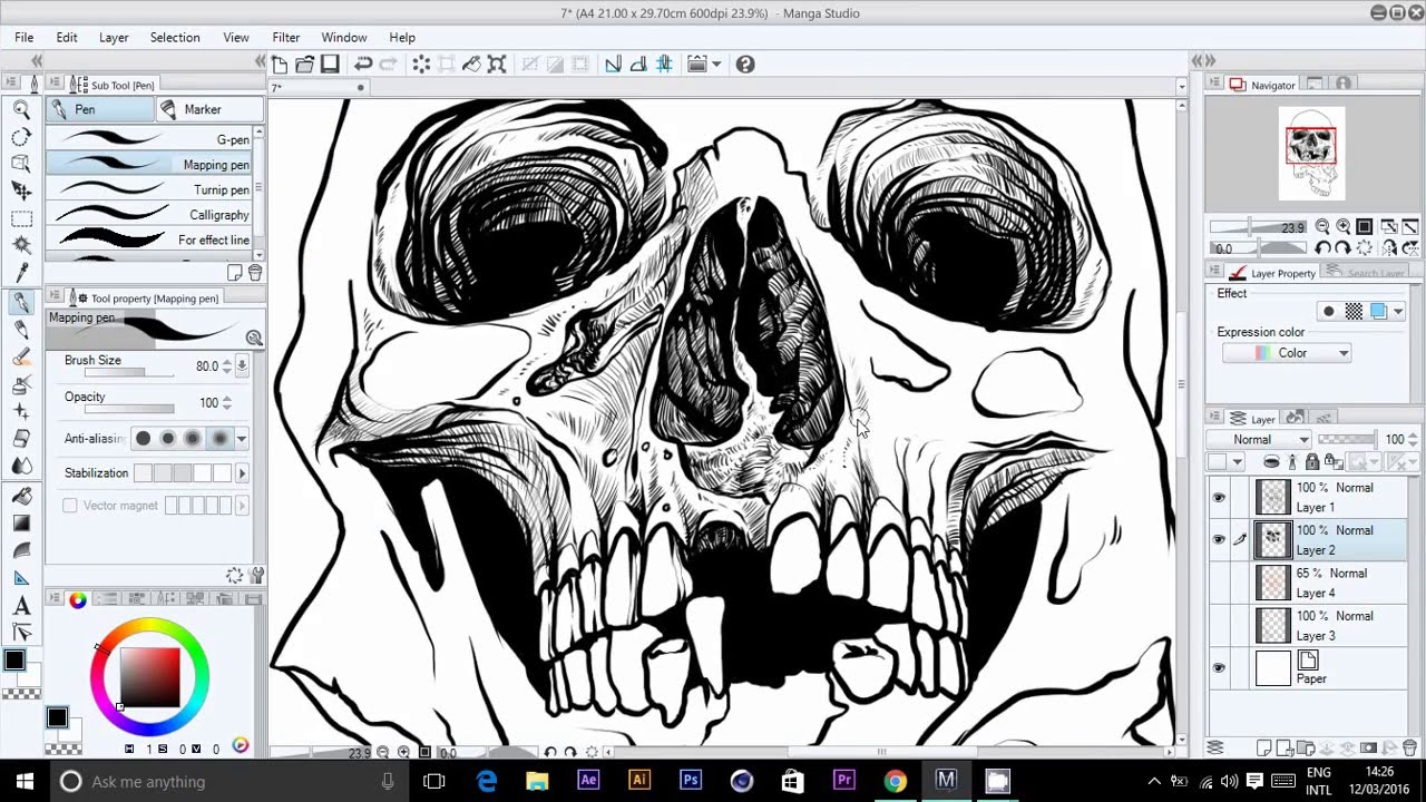 black roses - inking and coloring process