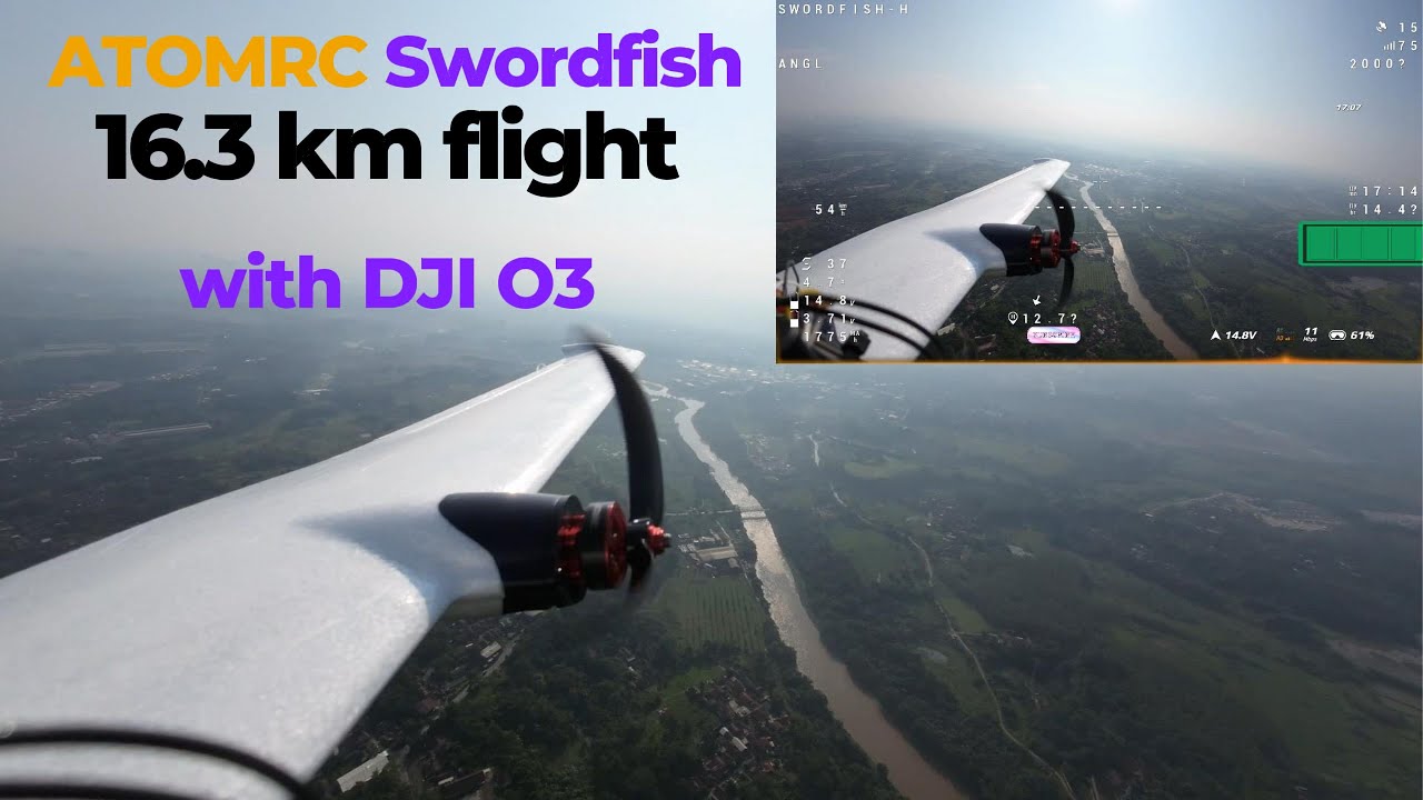 DJI O3 Long range flight on ATOMRC Swordfish - 16.3km