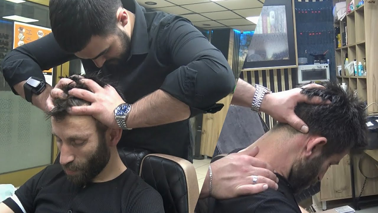 ASMR TURKISH BARBER & MANUAL THERAPY & Head, back, face, ear, neck, arm, palm massage #asmracmp