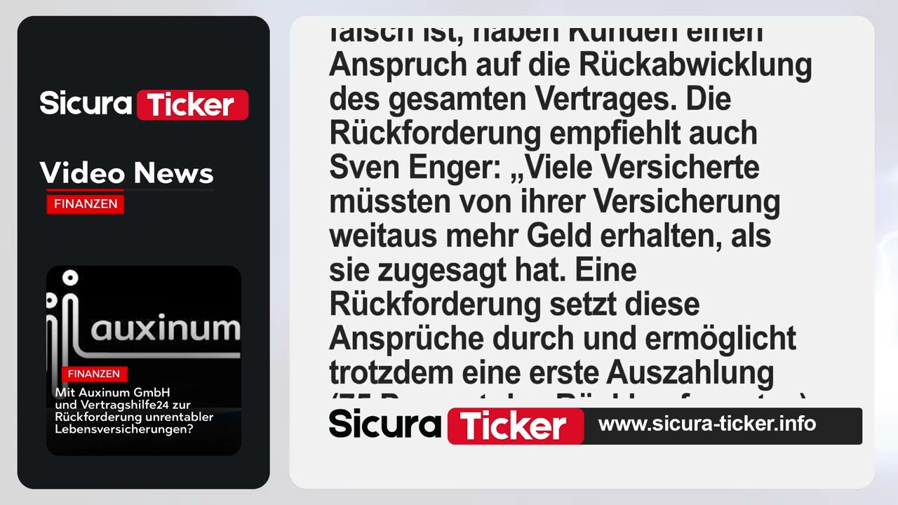 Mit Auxinum GmbH und Vertragshilfe24 zur R&uuml;ckforderung unrentabler Lebensversicherungen?