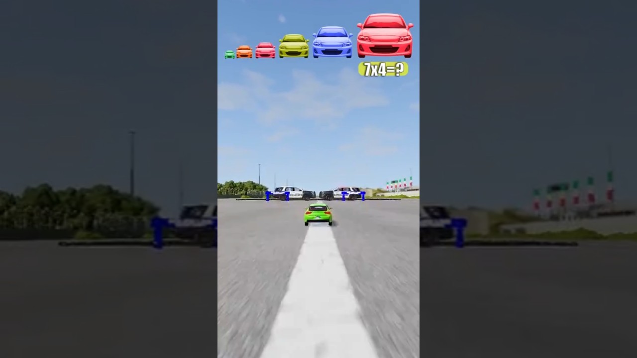 Big and Small  Car vs police roadblock - BeamNG.Drive 🚘