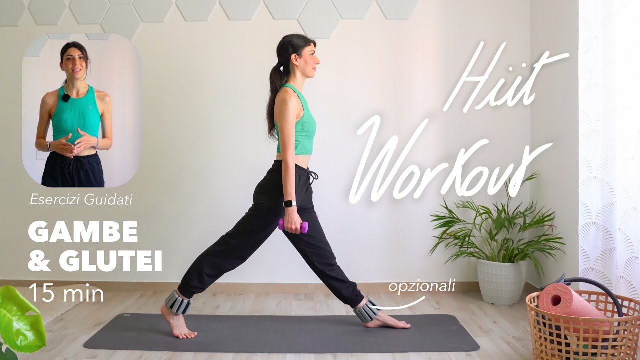 15Min Allenamento HIIT per Tonificare GAMBE e GLUTEI | Con o Senza Cavigliere
