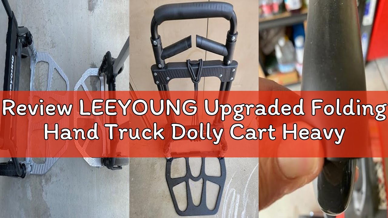 Review LEEYOUNG Upgraded Folding Hand Truck Dolly Cart Heavy-Duty 375lb，Aluminum Wheel Bracket & Por