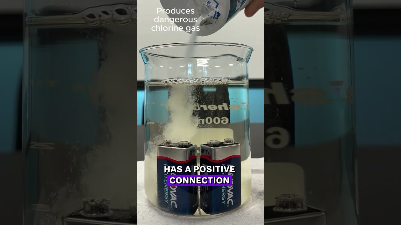 A simple battery to split water into hydrogen and oxygen. Chemistry magic or electrolysis #stem