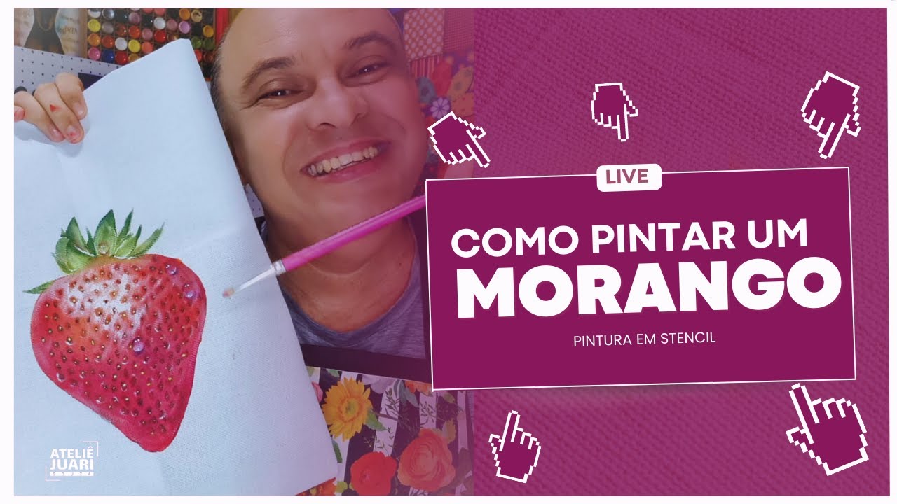Pintura em Stencil - Como pintar um morango?  | 15.08.23 | Juari Souza