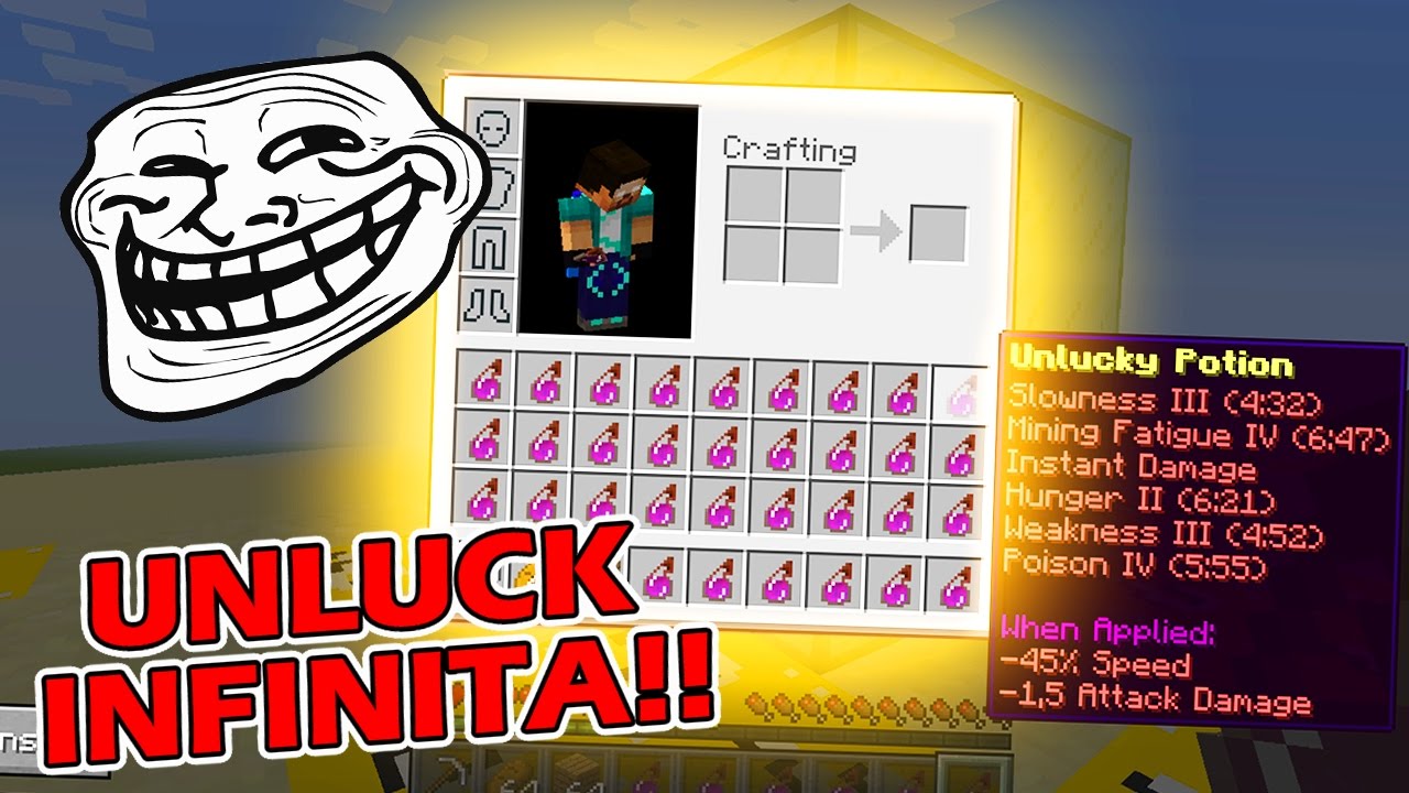 Minecraft CUBÃO : UNLUCKY POTION INFINITA !! (MINECRAFT TROLL)