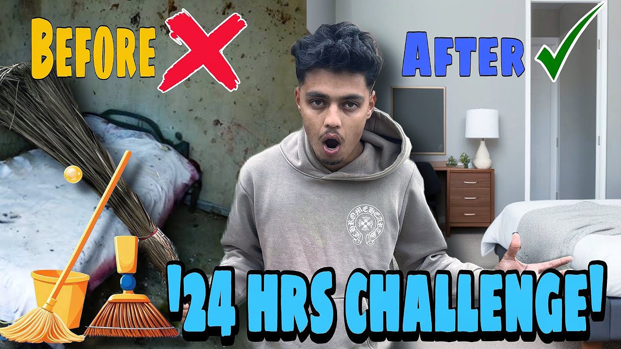 “24 Hours of Non-Stop Room Cleaning Challenge!”😯😯#cleaning #24hours 