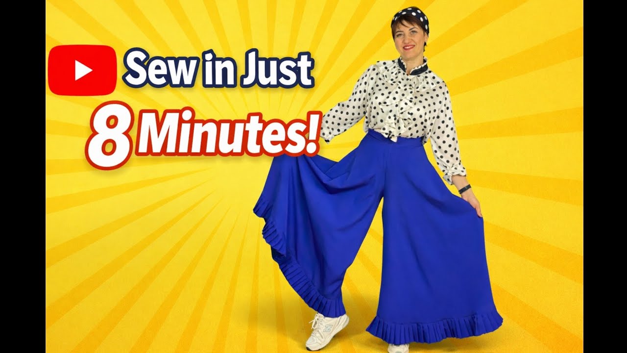 🏆 Sew Wide Leg Pants in Just 8 Minutes | No Pattern | Beginner Friendly❤️