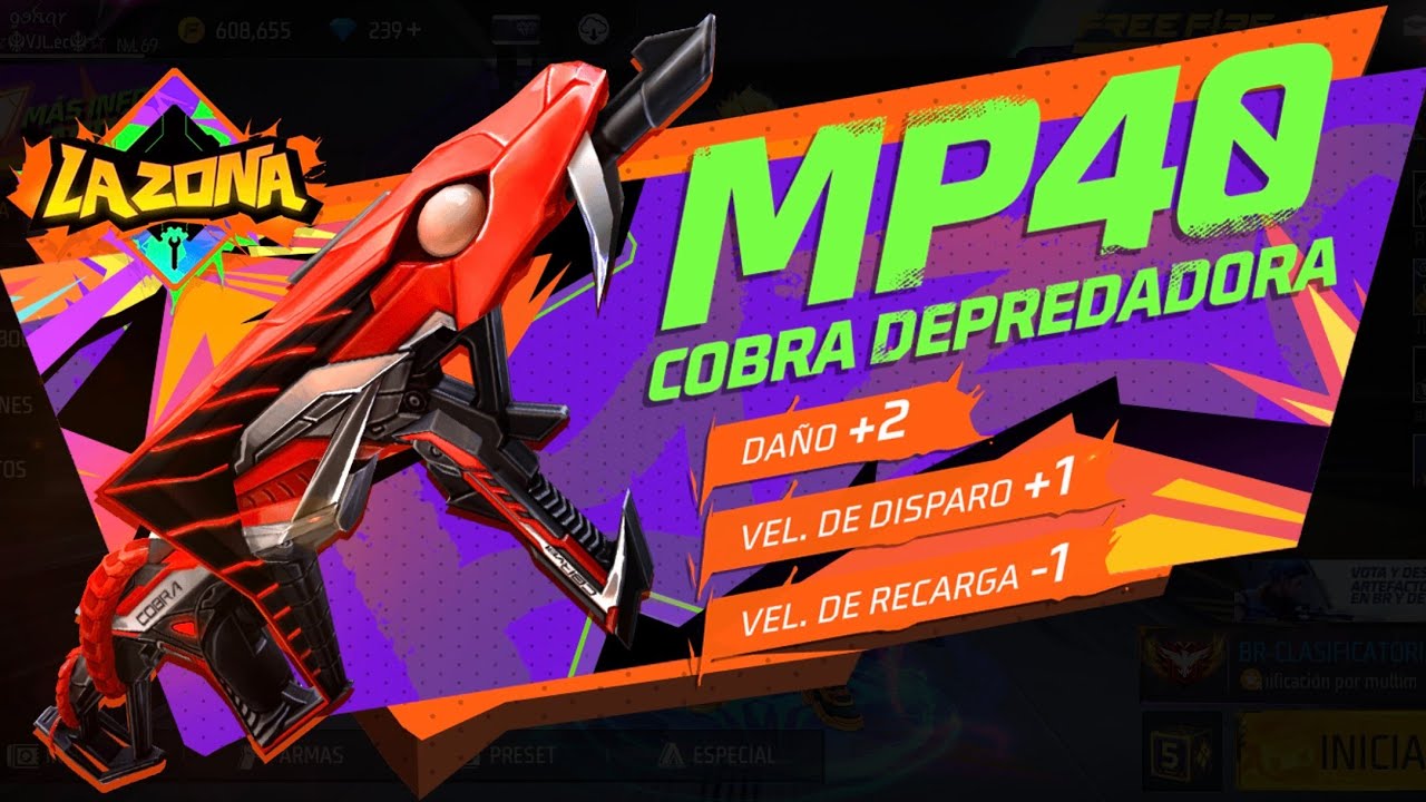 SACANDO LA MP40 COBRA Y SUBIENDOLA DE NIVEL _ FREE FIRE 😱