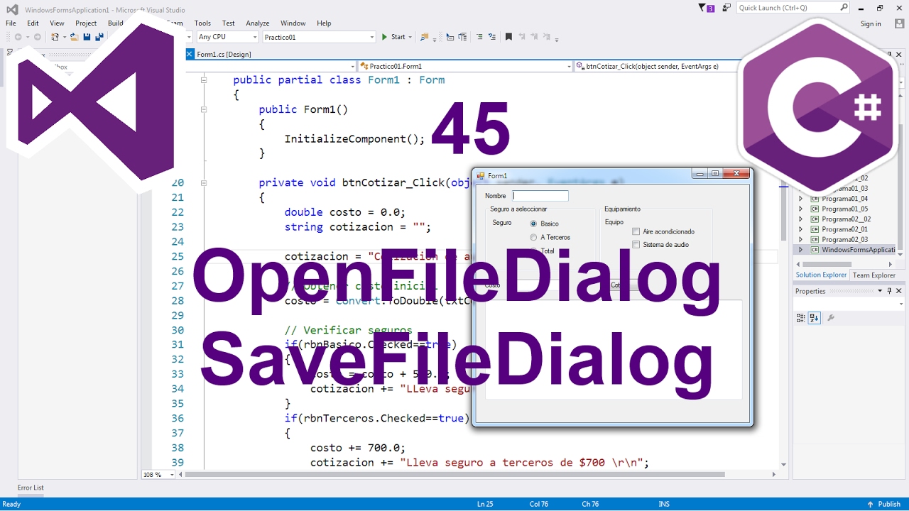 Programación Windows Forms C# 45 --- OpenFileDialog y SaveFileDialog
