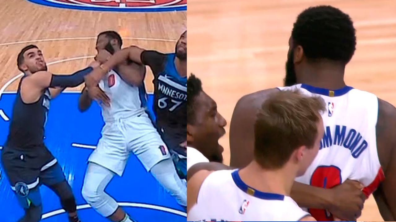Taj Gibson gets ejected after dirty play on Drummond & Andre wanna fight | Pistons vs Timberwolves